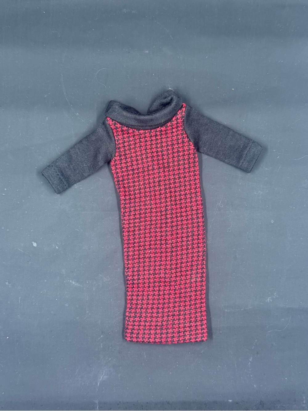 Vintage Tressy Doll Dress Tressy Neat Knit #15903 Red Black Houndstooth